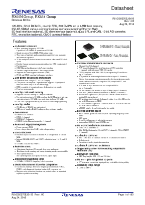 R5F56519BDFP Datasheet PDF Renesas Electronics