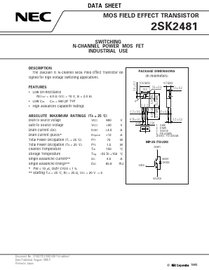 2SK2481 Datasheet PDF Renesas Electronics
