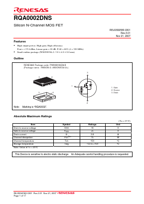 RQA0002DNSTB-E Datasheet PDF Renesas Electronics