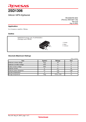 2SD1306 Datasheet PDF Renesas Electronics