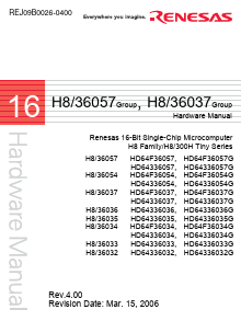 H8/36034F Datasheet PDF Renesas Electronics