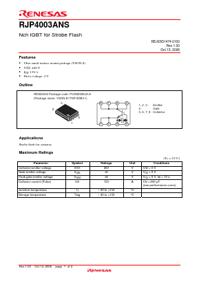 RJP4003ANS Datasheet PDF Renesas Electronics