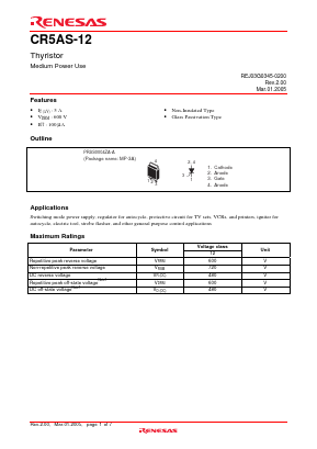 CR5AS-12-T13 Datasheet PDF Renesas Electronics