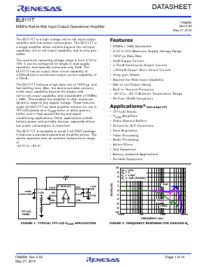 EL5111TIWTZ-T7 Datasheet PDF Renesas Electronics