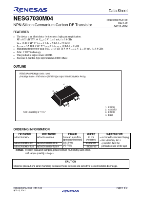 NESG7030M04-T2B Datasheet PDF Renesas Electronics