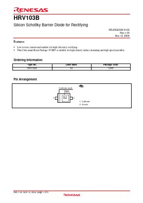 HRV103B Datasheet PDF Renesas Electronics