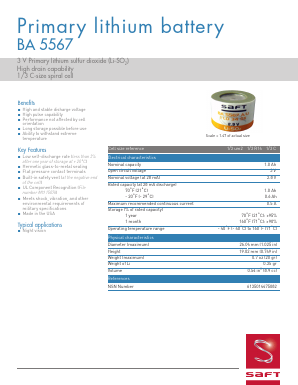 BA5567 Datasheet PDF saftbatteries