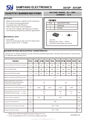 SS115F Datasheet PDF SAMYANG ELECTRONICS CO.,LTD.