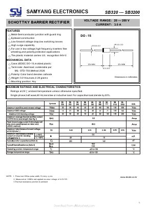 SB340 Datasheet PDF SAMYANG ELECTRONICS CO.,LTD.