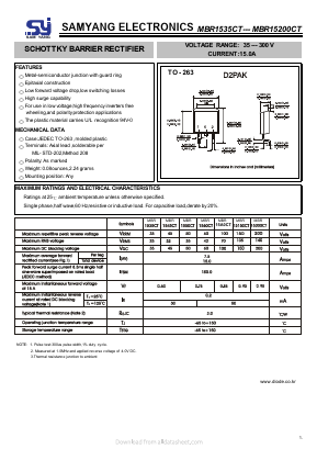 MBR15200CT Datasheet PDF SAMYANG ELECTRONICS CO.,LTD.