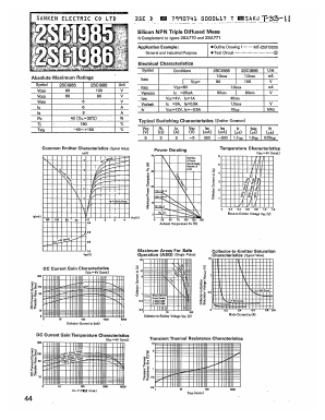 2SC1985 Datasheet PDF Sanken Electric co.,ltd.