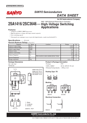 2SA1416S-TD-E Datasheet PDF SANYO -> Panasonic