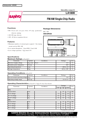 LA1800 Datasheet PDF SANYO -> Panasonic