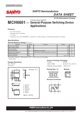 MCH6601-TL-E Datasheet PDF SANYO -> Panasonic
