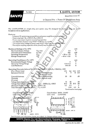 LA4575 Datasheet PDF SANYO -> Panasonic