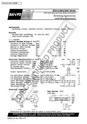 2SA1564 Datasheet PDF SANYO -> Panasonic