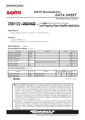 B1122 Datasheet PDF SANYO -> Panasonic