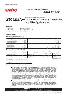 2SC5226A Datasheet PDF SANYO -> Panasonic