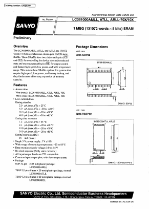 LC361000ARLL-10X Datasheet PDF SANYO -> Panasonic