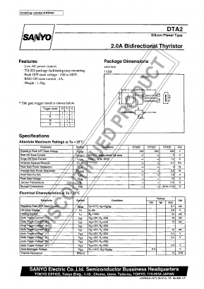 DTA2 Datasheet PDF SANYO -> Panasonic