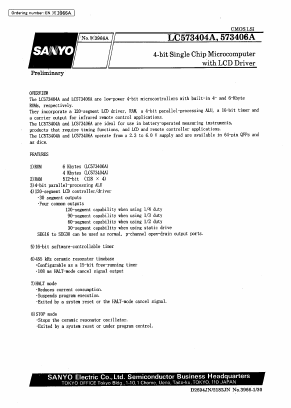 LC573406A Datasheet PDF SANYO -> Panasonic