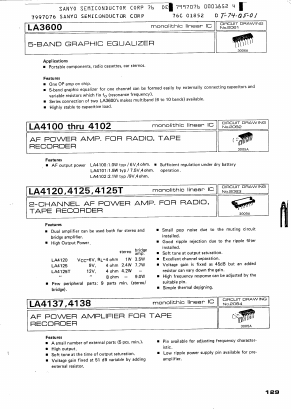 LA41138 Datasheet PDF SANYO -> Panasonic