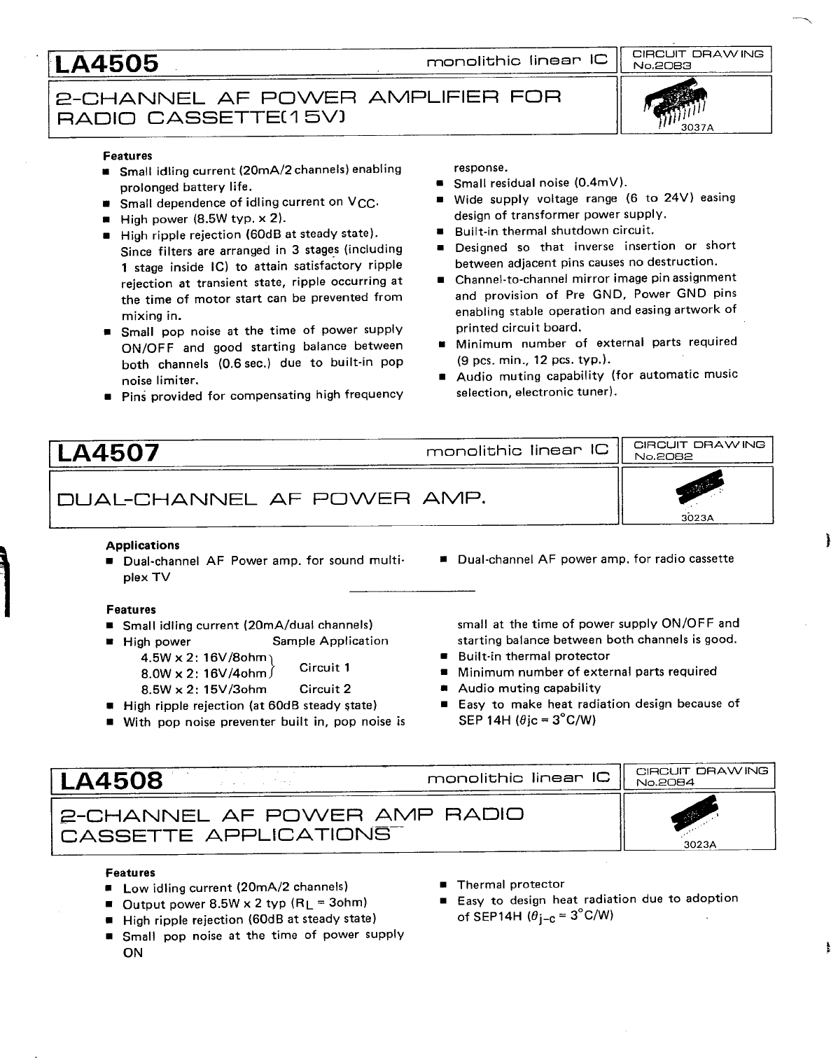 LA4507 Datasheet PDF SANYO -> Panasonic