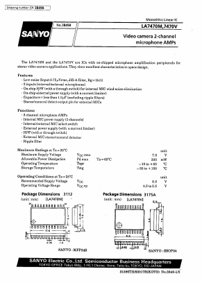 LA7470V Datasheet PDF SANYO -> Panasonic