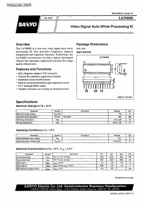 LA7668 Datasheet PDF SANYO -> Panasonic