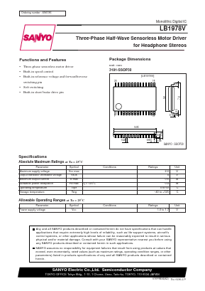 LB1978 Datasheet PDF SANYO -> Panasonic