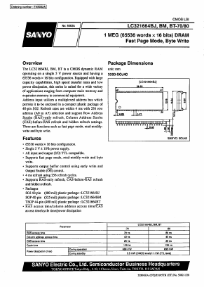 LC321664BM-70 Datasheet PDF SANYO -> Panasonic