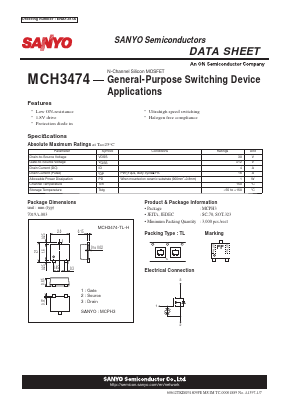 MCH3474 Datasheet PDF SANYO -> Panasonic