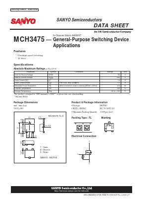 MCH3475 Datasheet PDF SANYO -> Panasonic