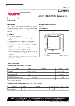 LC895195 Datasheet PDF SANYO -> Panasonic