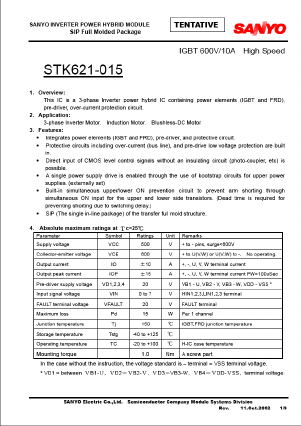STK621-015 Datasheet PDF SANYO -> Panasonic