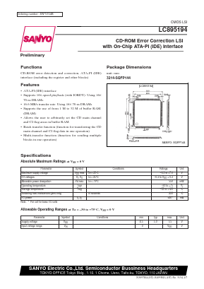 LC895194 Datasheet PDF SANYO -> Panasonic