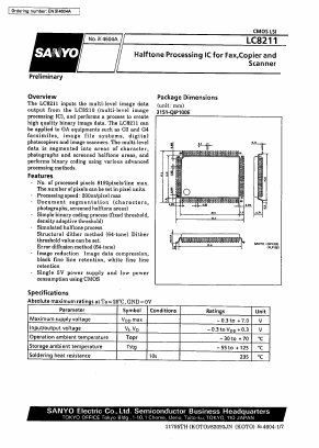 LC8211 Datasheet PDF SANYO -> Panasonic