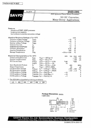B1395 Datasheet PDF SANYO -> Panasonic