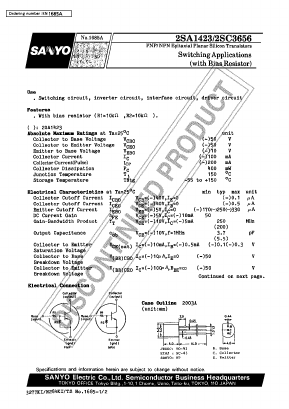 2SA1423 Datasheet PDF SANYO -> Panasonic