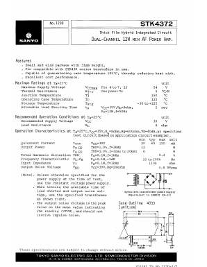 STK4372 Datasheet PDF SANYO -> Panasonic