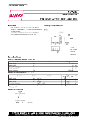 1SV233 Datasheet PDF SANYO -> Panasonic