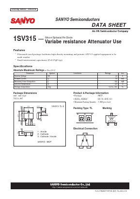1SV315-TL-E Datasheet PDF SANYO -> Panasonic
