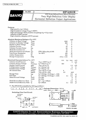HPA251R Datasheet PDF SANYO -> Panasonic