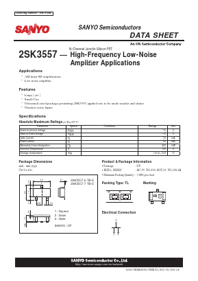 2SK3557-6-TB-E Datasheet PDF SANYO -> Panasonic