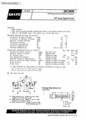 SC2999 Datasheet PDF SANYO -> Panasonic
