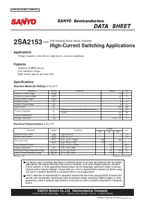 2SA2153 Datasheet PDF SANYO -> Panasonic