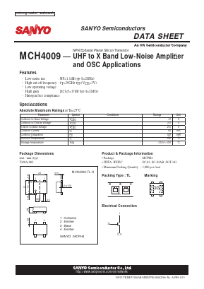 MCH4009 Datasheet PDF SANYO -> Panasonic