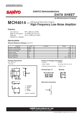 MCH4014 Datasheet PDF SANYO -> Panasonic