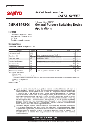 2SK4198FS Datasheet PDF SANYO -> Panasonic