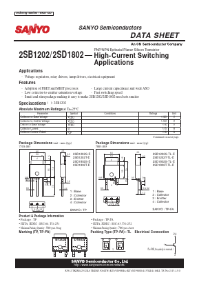 2SB1202 Datasheet PDF SANYO -> Panasonic